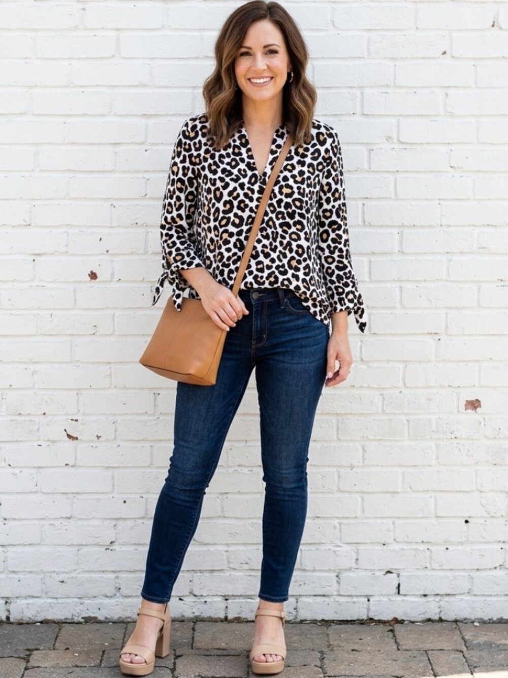 Michael Kors Chic Leopard Print V-Neck Blouse NWOT